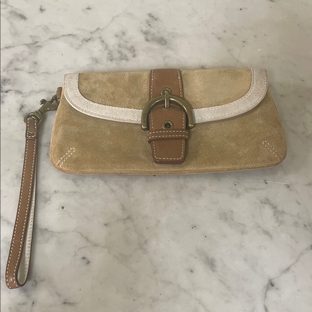 Coach Vintage SoHo Tan Suede and Leather Wristlet